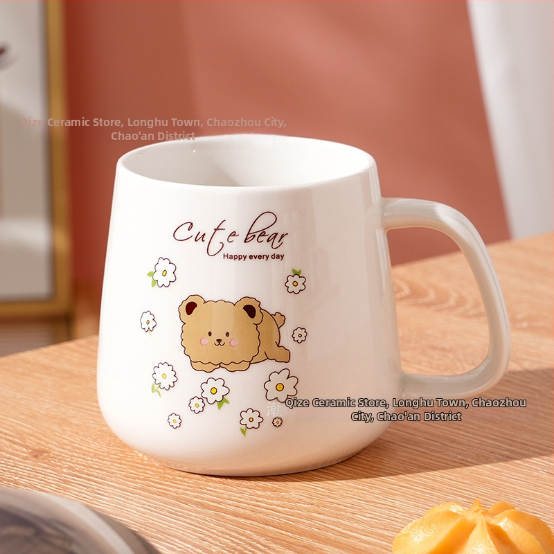 Keraminis puodelis su dangteliu ir šaukšteliu, cilindrinės formos, namų naudojimui