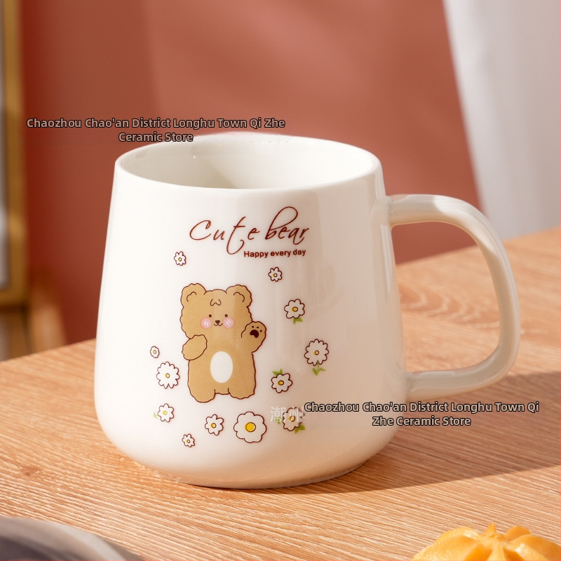 Keraminis puodelis su dangteliu ir šaukšteliu, cilindrinės formos, namų naudojimui