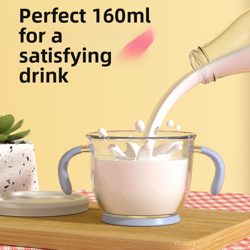 Toukie Vaikų pieno puodelis su šiaudeliu, matavimo skala, mikrobangų krosnelėms tinkamas, PP