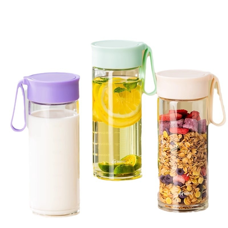 Stiklo pieno puodelis su rankena ir matavimo skalė, mikrobangų krosnelė saugi, nešiojama