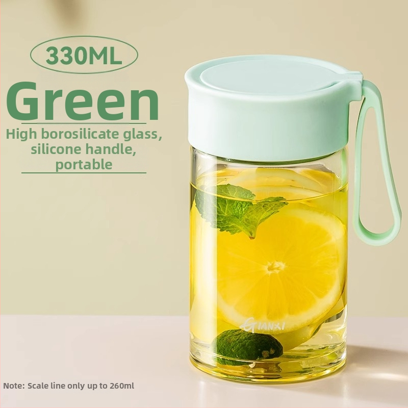 Stiklo pieno puodelis su rankena ir matavimo skalė, mikrobangų krosnelė saugi, nešiojama