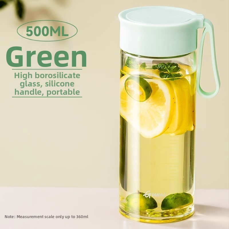 Stiklo pieno puodelis su rankena ir matavimo skalė, mikrobangų krosnelė saugi, nešiojama