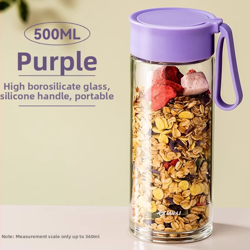 Stiklo pieno puodelis su rankena ir matavimo skalė, mikrobangų krosnelė saugi, nešiojama