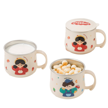 316L nerūdijančio plieno vaiko puodelis su dangteliu, maisto kokybės, mielas stilius (316L plienas; maisto kokybės; su dangteliu; vaikams; mielas stilius)