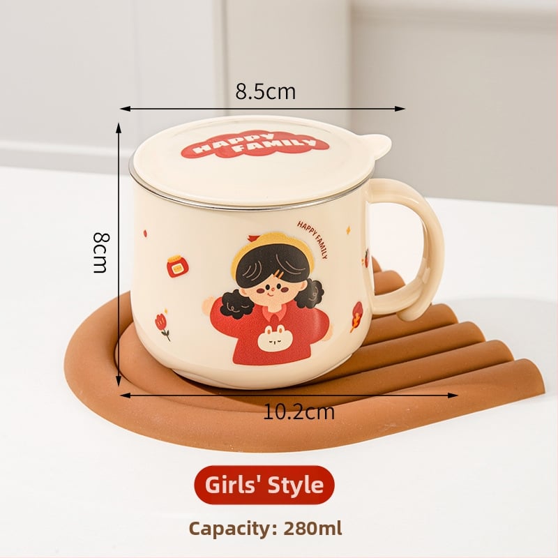 316L nerūdijančio plieno vaiko puodelis su dangteliu, maisto kokybės, mielas stilius (316L plienas; maisto kokybės; su dangteliu; vaikams; mielas stilius)