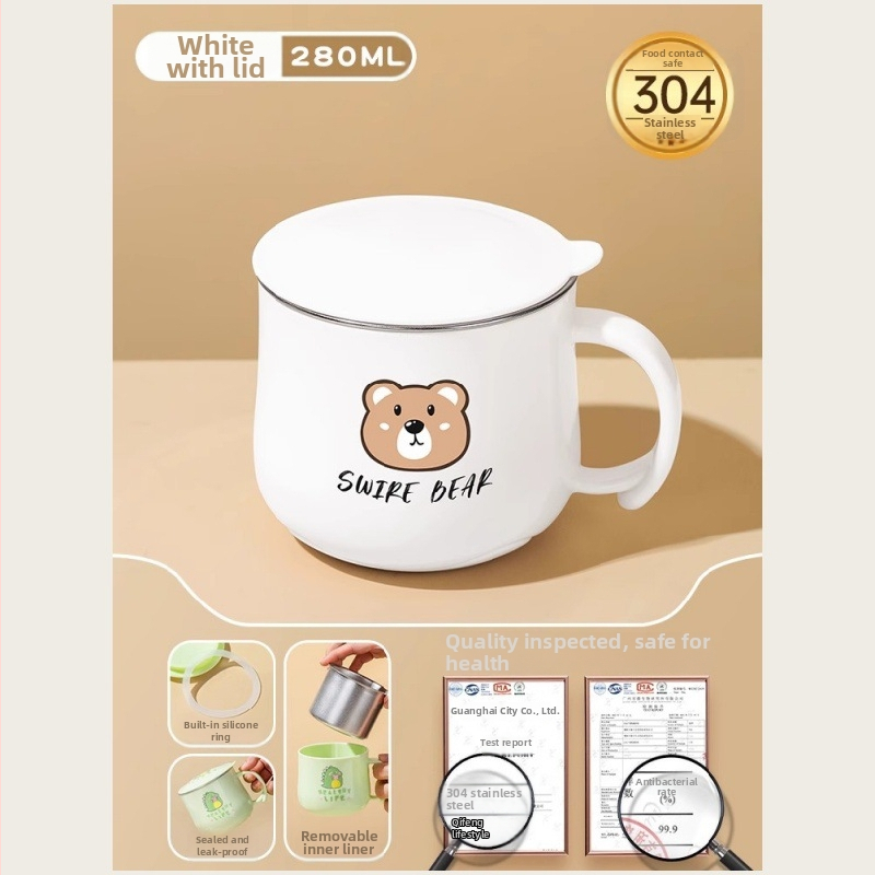 316L nerūdijančio plieno vaiko puodelis su dangteliu, maisto kokybės, mielas stilius (316L plienas; maisto kokybės; su dangteliu; vaikams; mielas stilius)