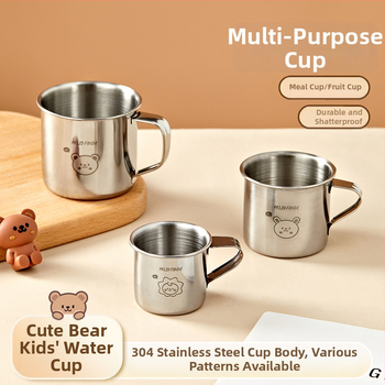 Vaikų puodelis iš 304 nerūdijančio plieno su rankenėle – animacinio stiliaus, mini dydis