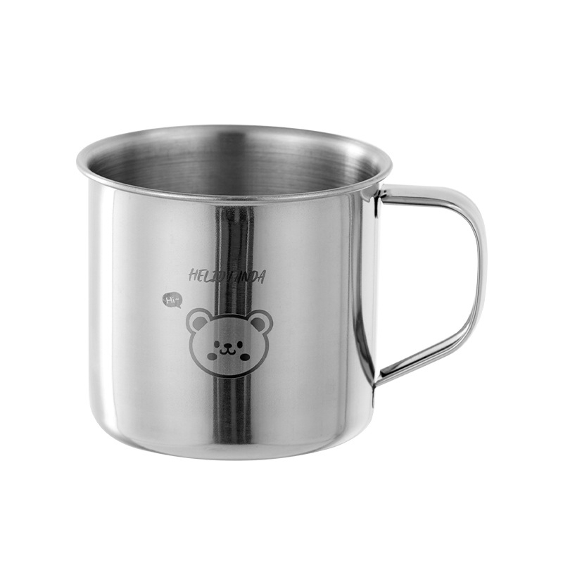 Vaikų puodelis iš 304 nerūdijančio plieno su rankenėle – animacinio stiliaus, mini dydis