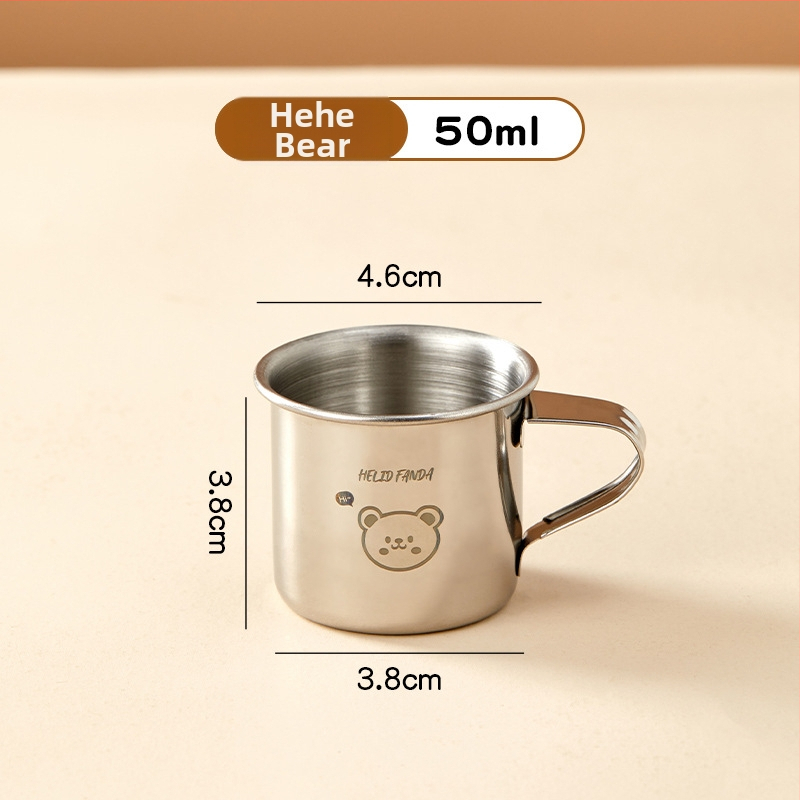 Vaikų puodelis iš 304 nerūdijančio plieno su rankenėle – animacinio stiliaus, mini dydis