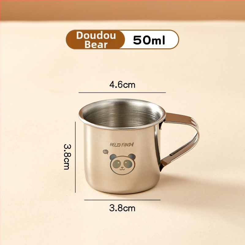 Vaikų puodelis iš 304 nerūdijančio plieno su rankenėle – animacinio stiliaus, mini dydis