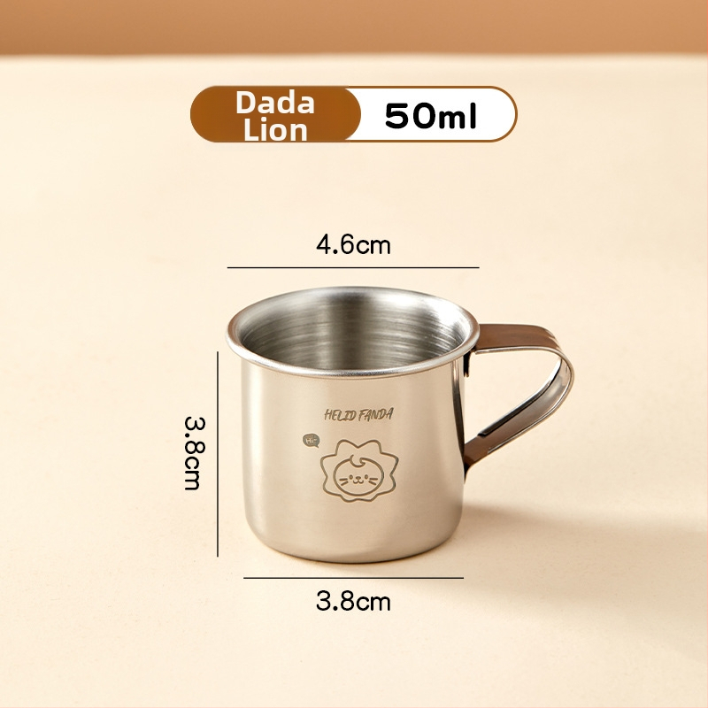 Vaikų puodelis iš 304 nerūdijančio plieno su rankenėle – animacinio stiliaus, mini dydis