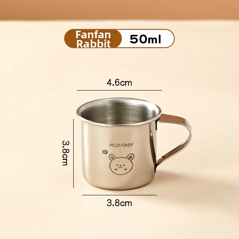 Vaikų puodelis iš 304 nerūdijančio plieno su rankenėle – animacinio stiliaus, mini dydis