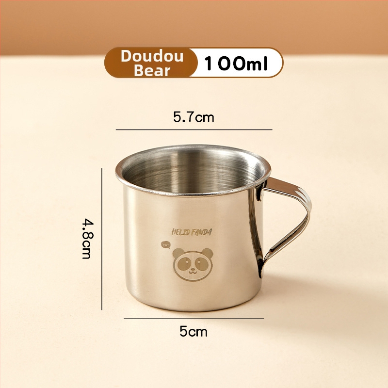 Vaikų puodelis iš 304 nerūdijančio plieno su rankenėle – animacinio stiliaus, mini dydis