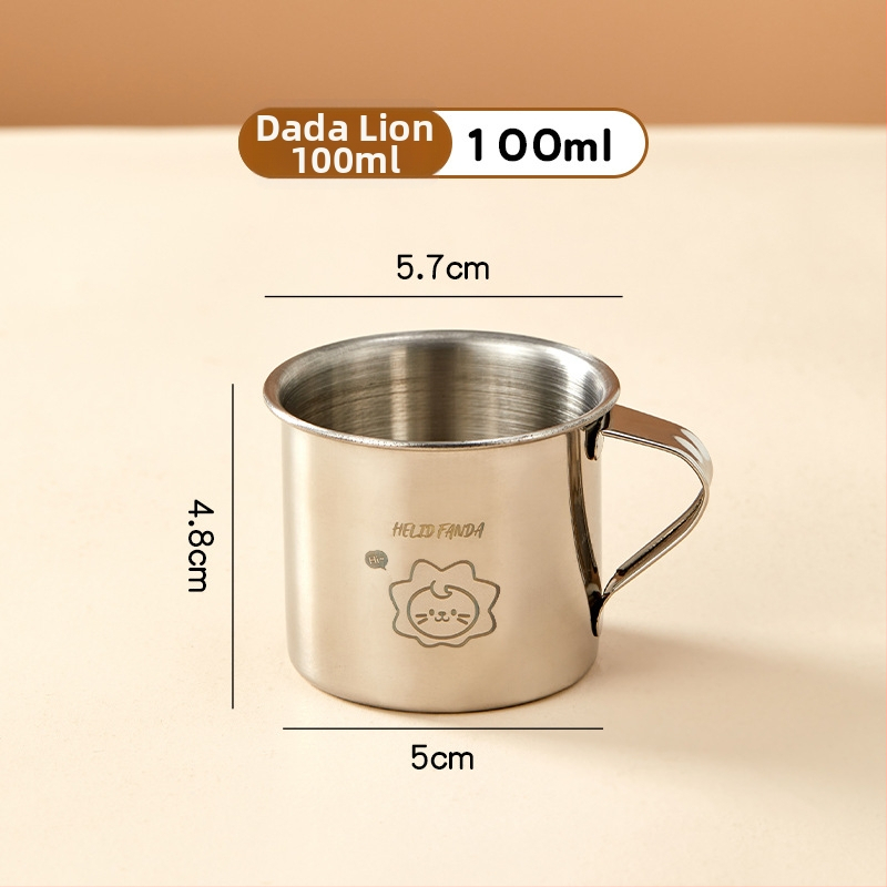 Vaikų puodelis iš 304 nerūdijančio plieno su rankenėle – animacinio stiliaus, mini dydis