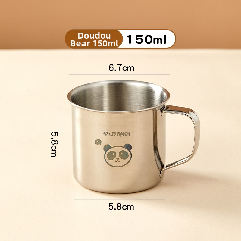 Vaikų puodelis iš 304 nerūdijančio plieno su rankenėle – animacinio stiliaus, mini dydis