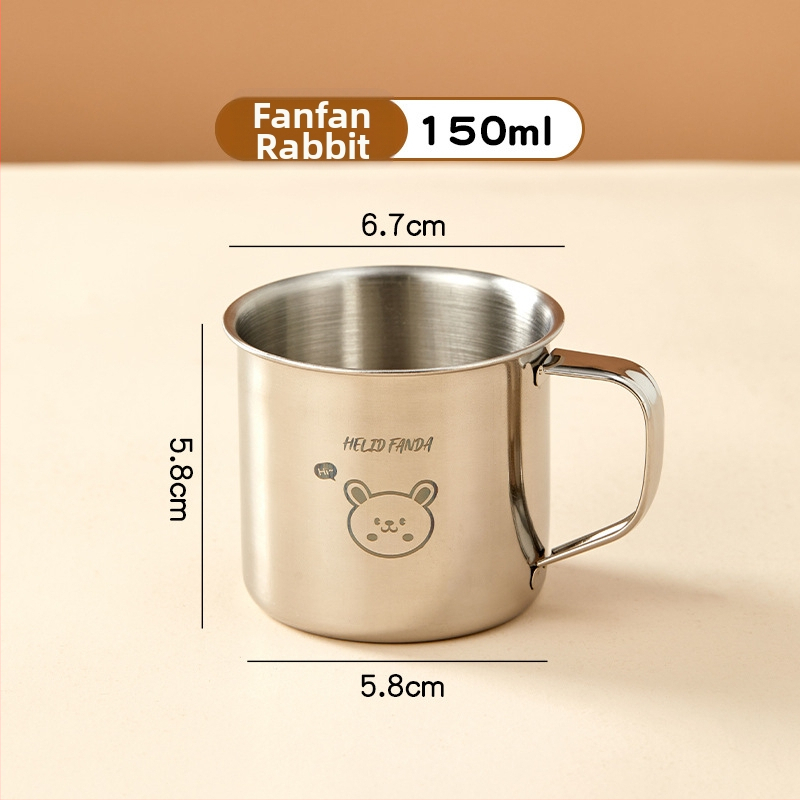 Vaikų puodelis iš 304 nerūdijančio plieno su rankenėle – animacinio stiliaus, mini dydis