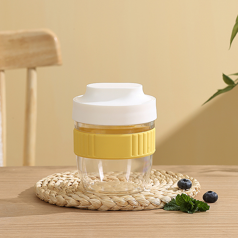 Avižinių dribsnių ir jogurto puodelis pusryčiams su dangteliu ir šaukšteliu — uždara, nešiojama, PP medžiaga, stilius Creative Trend