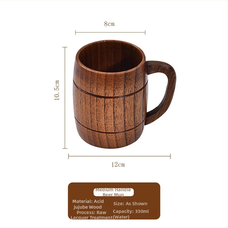 Medinis alaus bokalas, cilindrinės formos, aukštos temperatūros atsparumas, galima individualizuoti su logotipu