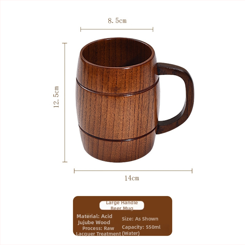 Medinis alaus bokalas, cilindrinės formos, aukštos temperatūros atsparumas, galima individualizuoti su logotipu