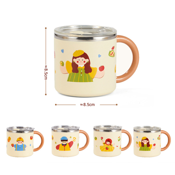 304 nerūdijančio plieno puodelis, dviejų sluoksnių izoliacija, dangtelis, nešiojamas