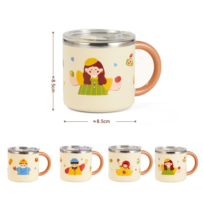 304 nerūdijančio plieno puodelis, dviejų sluoksnių izoliacija, dangtelis, nešiojamas