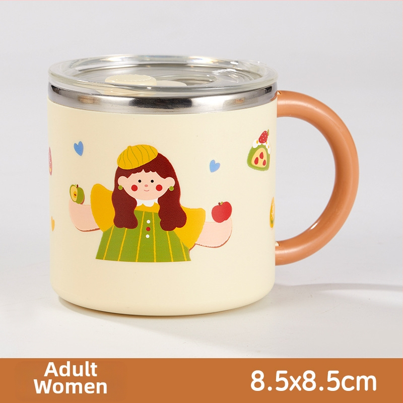 304 nerūdijančio plieno puodelis, dviejų sluoksnių izoliacija, dangtelis, nešiojamas