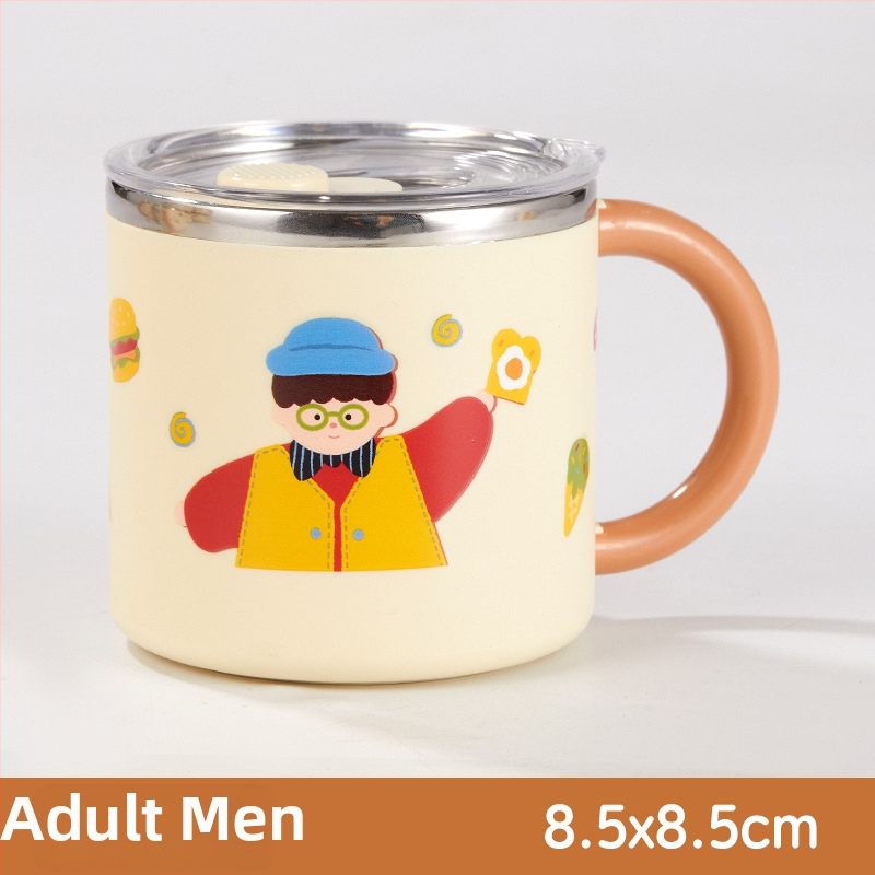 304 nerūdijančio plieno puodelis, dviejų sluoksnių izoliacija, dangtelis, nešiojamas