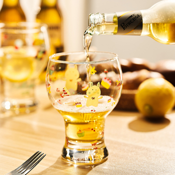 Stiklinė puodelis, aukštos borosilikato stiklo, apvali forma, karikatūros raštas, mielas stilius, logotipo spausdinimas