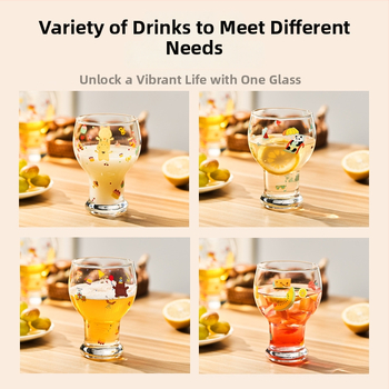 Stiklinė puodelis, aukštos borosilikato stiklo, apvali forma, karikatūros raštas, mielas stilius, logotipo spausdinimas