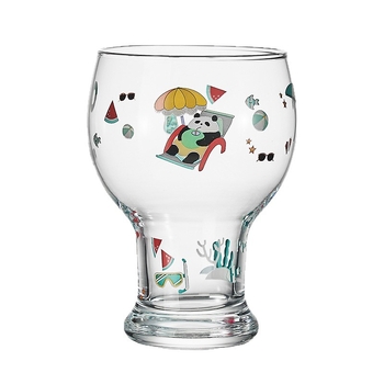 Stiklinė puodelis, aukštos borosilikato stiklo, apvali forma, karikatūros raštas, mielas stilius, logotipo spausdinimas