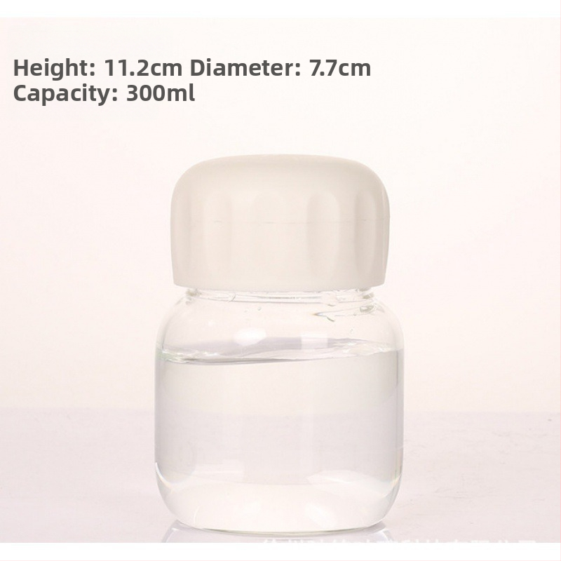 Stiklinė vandens taurelė su gaubteliu, šiuolaikinio minimalistinio dizaino, logotipo spauda, vientisa stiklo konstrukcija, atspari aukštoms temperatūroms