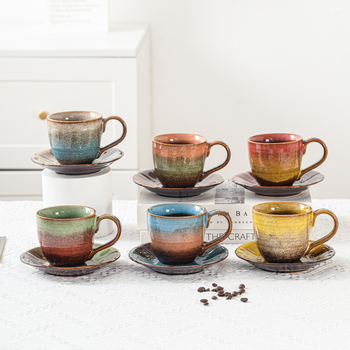 Keraminė kavos puodelis su rankenėle, Kiln spalvų modelis, aukšta temperatūros atsparumas, pritaikymas galimas