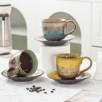 Keraminė kavos puodelis su rankenėle, Kiln spalvų modelis, aukšta temperatūros atsparumas, pritaikymas galimas