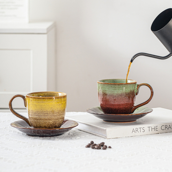 Keraminė kavos puodelis su rankenėle, Kiln spalvų modelis, aukšta temperatūros atsparumas, pritaikymas galimas