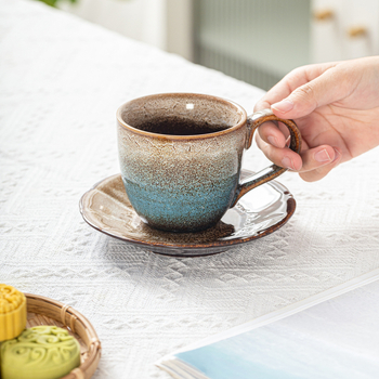 Keraminė kavos puodelis su rankenėle, Kiln spalvų modelis, aukšta temperatūros atsparumas, pritaikymas galimas