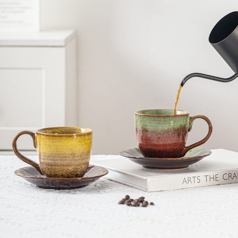 Keraminė kavos puodelis su rankenėle, Kiln spalvų modelis, aukšta temperatūros atsparumas, pritaikymas galimas