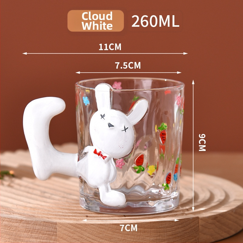 Krištolo stiklo puodelis su katės karikatūros dizainu, cilindrinė forma su rankenėle (krištolo stiklas; karikatūrinis stilius; cilindrinė forma; 200 g; pritaikymas įmanomas)