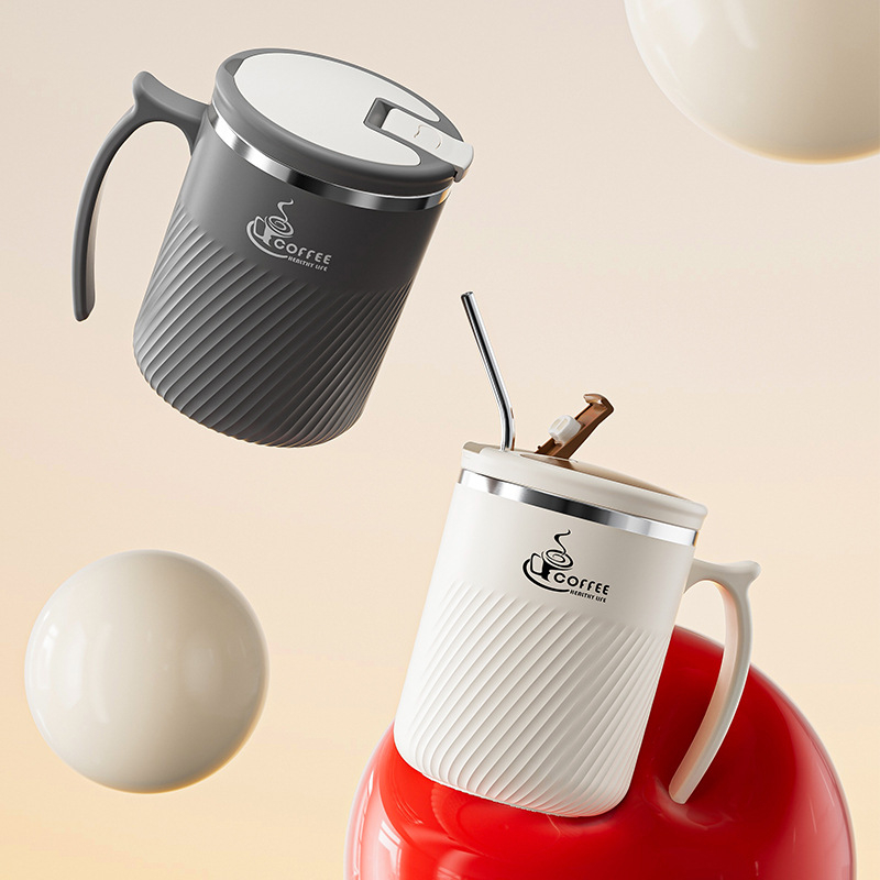 Arbatinis puodelis su infuzoriumi, iš 304 nerūdijančio plieno, nešiojamas, su dangteliu ir šaukšteliu