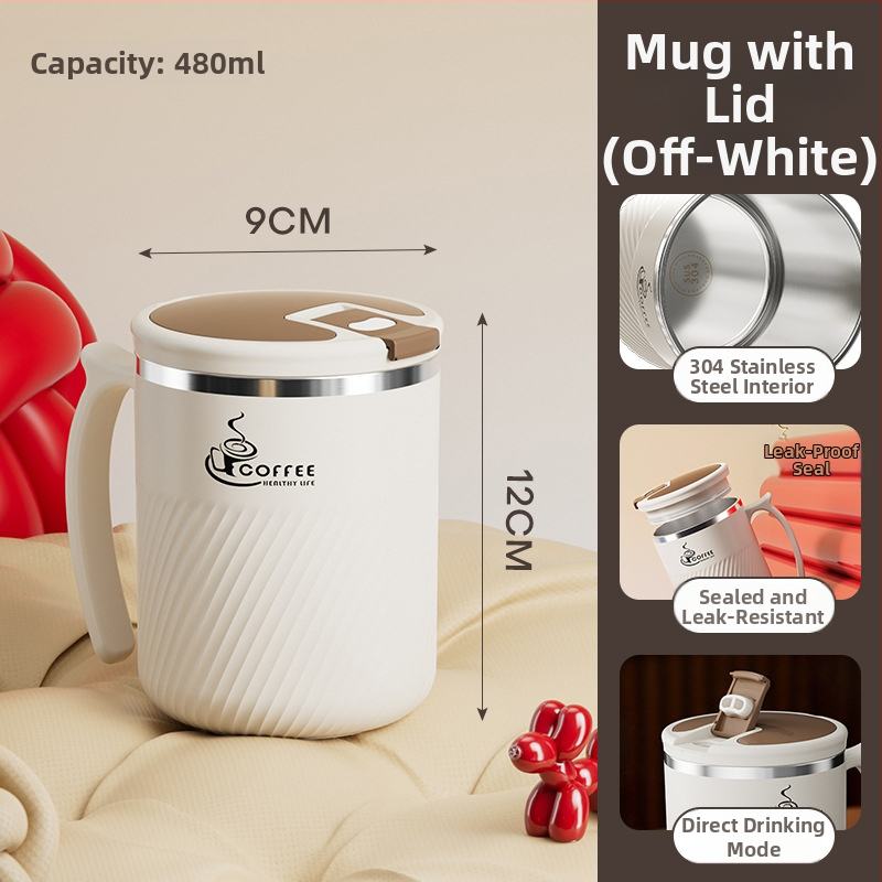 Arbatinis puodelis su infuzoriumi, iš 304 nerūdijančio plieno, nešiojamas, su dangteliu ir šaukšteliu