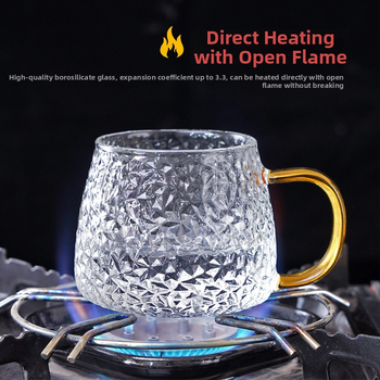 Vandens taurė su rankena, japoniško stiliaus, borosilikatinis stiklas, vieno sluoksnio, atspari aukštoms temperatūroms