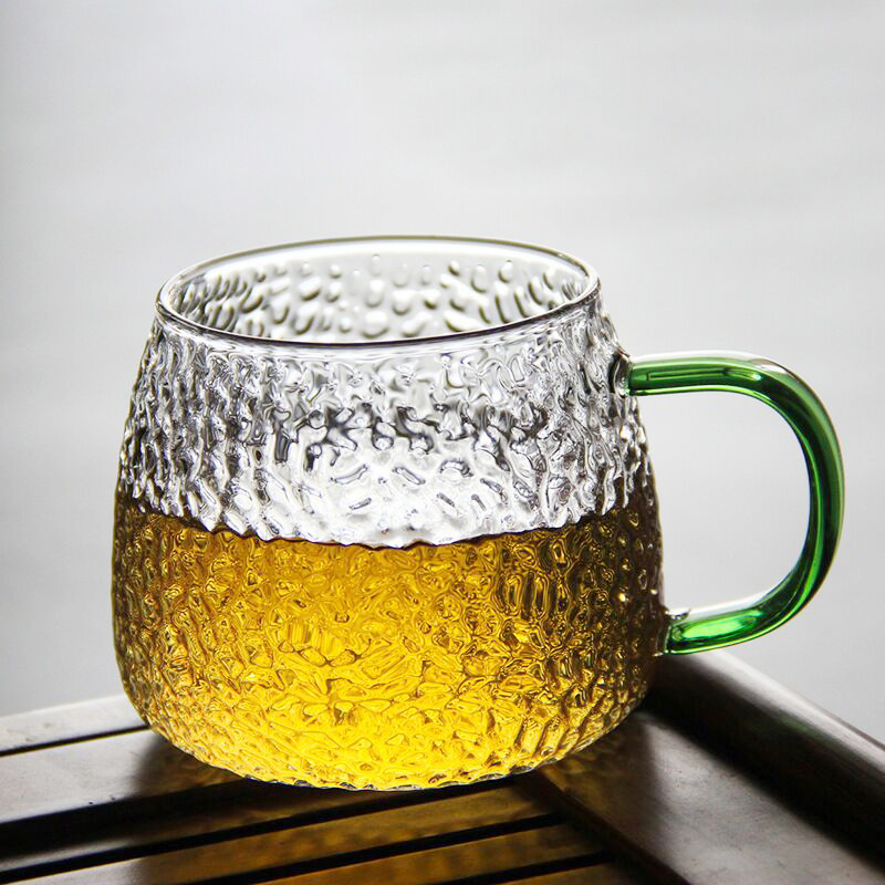 Vandens taurė su rankena, japoniško stiliaus, borosilikatinis stiklas, vieno sluoksnio, atspari aukštoms temperatūroms