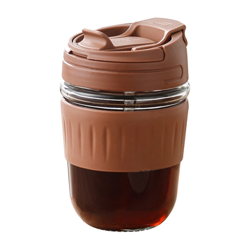 Izoliuotas stiklo vandens puodelis, nepralaidus, su dangteliu ir šiaudeliu