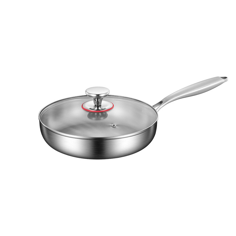 Neprijanjajući tiganj za palačinke i steakove, od nehrđajućeg čelika 316, indukcijska kompatibilnost, višeslojno dno, stakleni poklopac, težina 2 kg, Steel Laimei