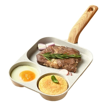 Három az egyben reggelis serpenyő – orvosi kő anyagú, tapadásmentes, indukciós kompatibilis, többszörös rétegű alj