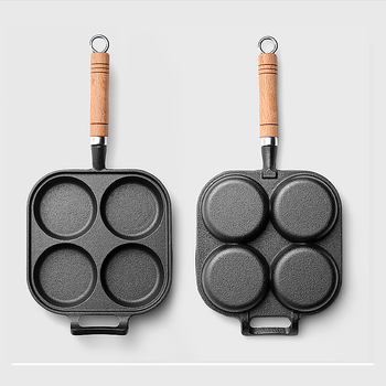 Ketaus kiaušinių keptuvė su 4 skylėmis, nelipnus paviršius, 2 cm gylis, 1 kg svoris, tinka visoms kaitlentėms