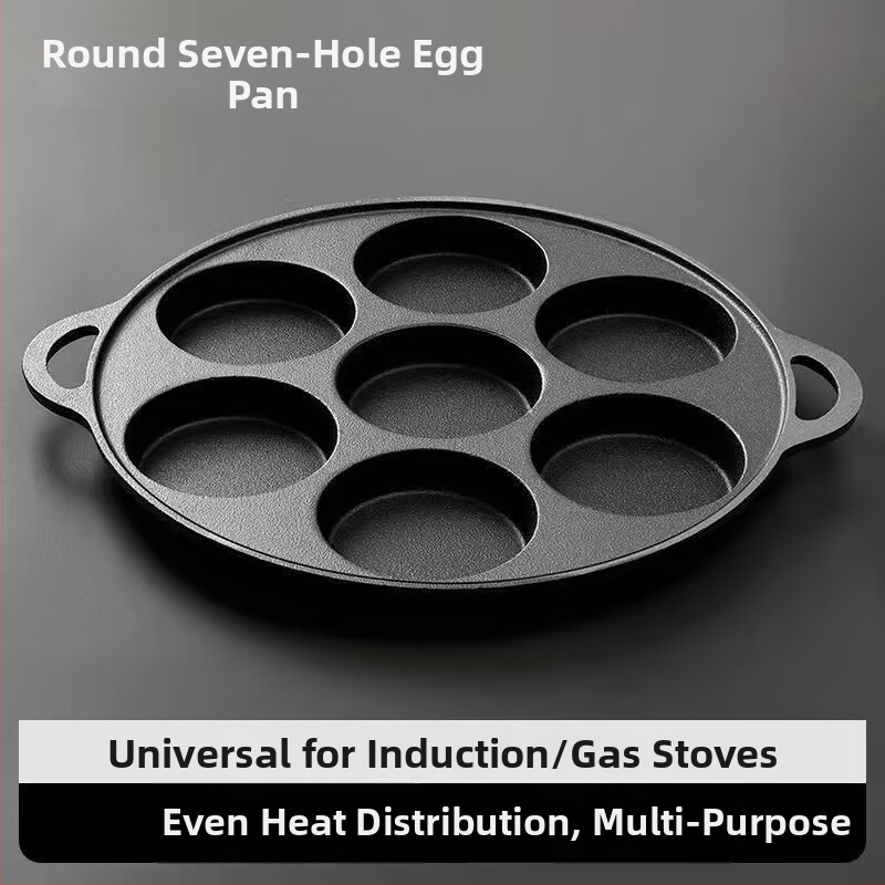 Ketaus kiaušinių keptuvė su 4 skylėmis, nelipnus paviršius, 2 cm gylis, 1 kg svoris, tinka visoms kaitlentėms