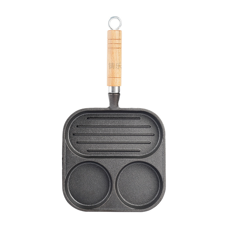 Ketaus kiaušinių keptuvė su 4 skylėmis, nelipnus paviršius, 2 cm gylis, 1 kg svoris, tinka visoms kaitlentėms