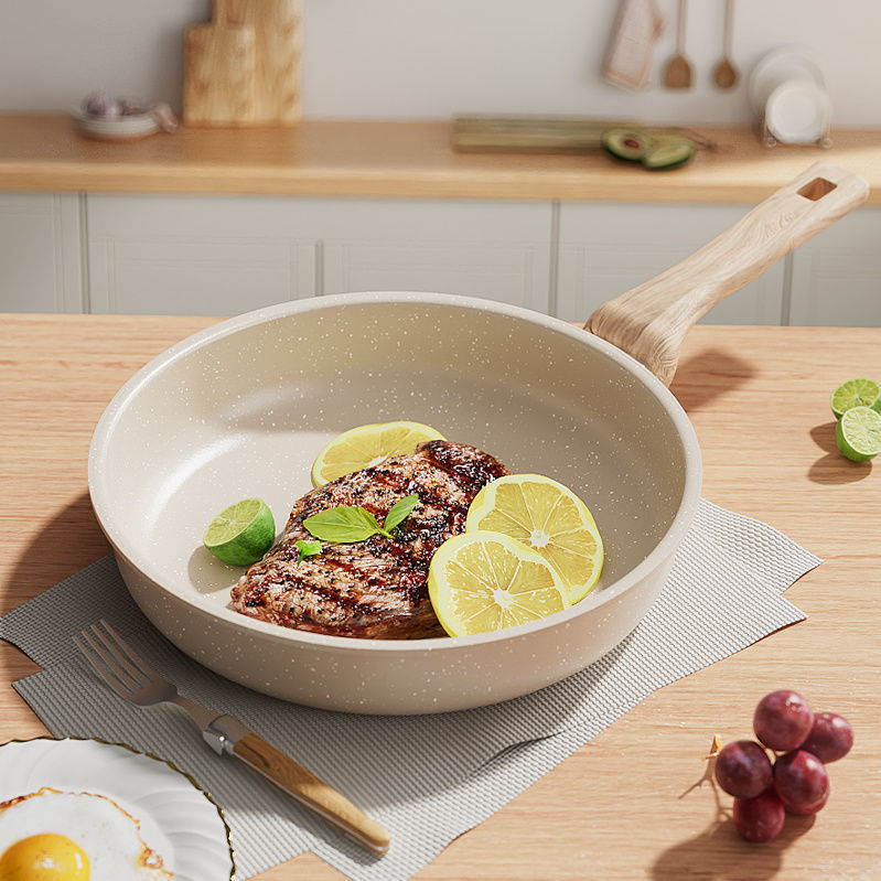 Maifan kameni tava s neprijanjajućim premazom – Kompatibilna s indukcijskim i plinskim pločama, jednopolno dno, idealna za omletu, steak i prženje