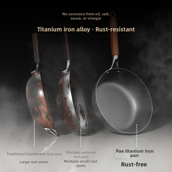 Titano-geležinis wokas, vieno dugno, stiklinis dangtis, atsparus rūdijimui, galimybė personalizuoti