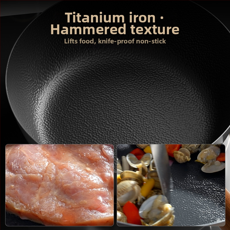 Titano-geležinis wokas, vieno dugno, stiklinis dangtis, atsparus rūdijimui, galimybė personalizuoti